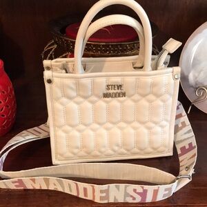 Steve Madden Cream Quilted Crossbody Bag